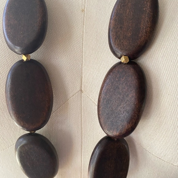 Necklace boho inspired wood and natural gemstone beads. - Picture 3 of 6